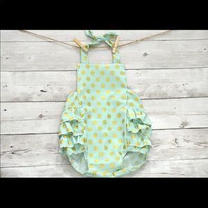 Mint and Gold baby girl Birthday outfit